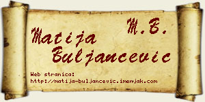 Matija Buljančević vizit kartica